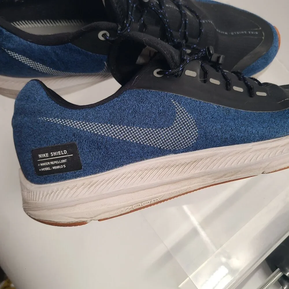 Men’s Size 13 Nike Zoom Winflo 5 Shield Water Repellent A01572-002 Blue 1376